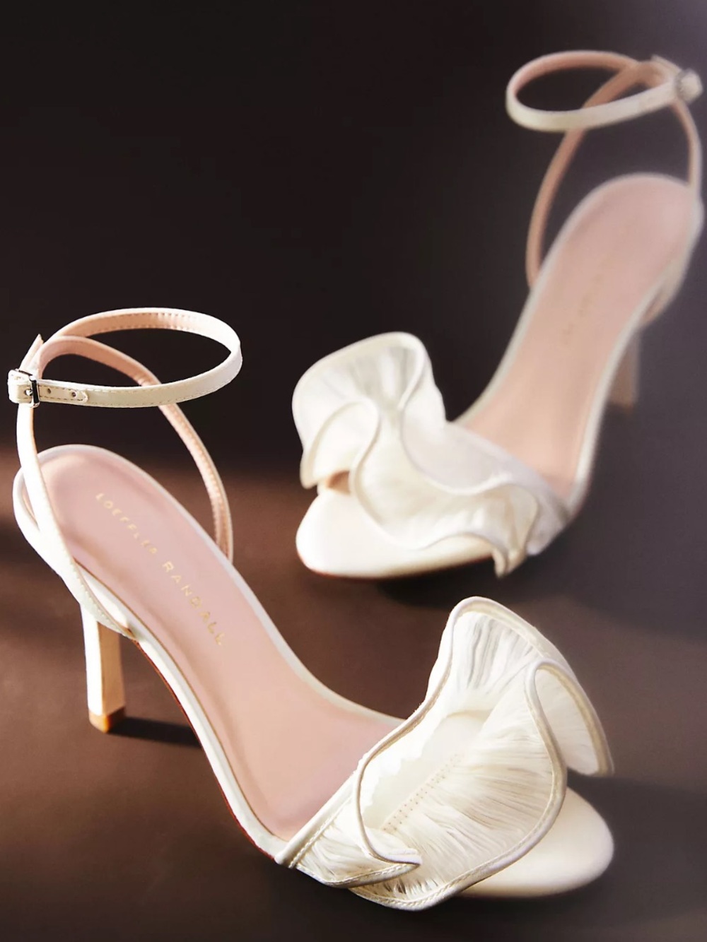 Loeffler Randall Ivory Ruffle Ankle-Strap Heels